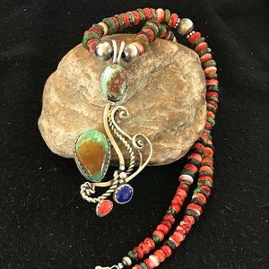 ROYSTON Turquoise SPINY Necklace Pendant Platero